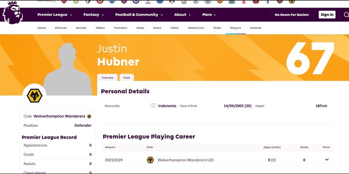 Website Liga Inggris sudah mengganti status Justin Hubner menjadi warga negara Indonesia.