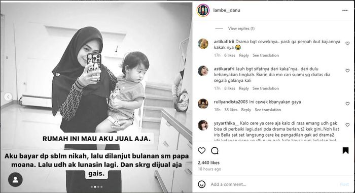 Postingan Ria Ricis akan jual rumah.