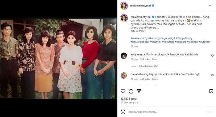 Maia Estianty bagikan foto lawas dirinya bersama saudaranya di tahun 1992.