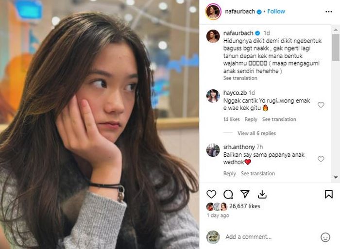 Potret cantik anak gadis Nafa Urbach