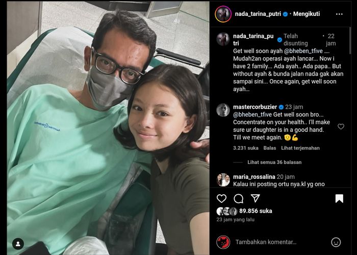 Ayah Kandung Nada Tarina Putri Sakit, Deddy Corbuzier Gercep Pesan Hal Ini: Aku Pastikan...