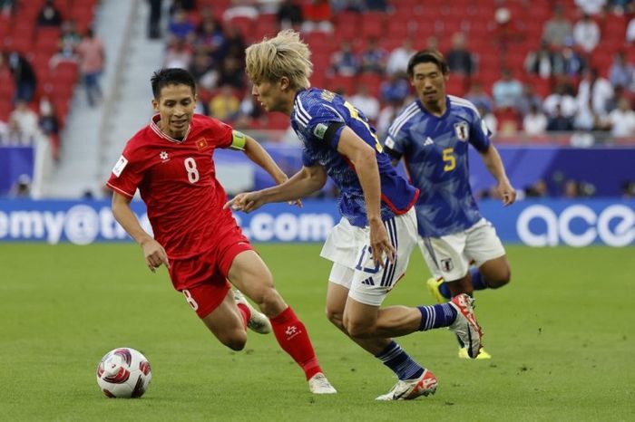Suasana pertandingan Jepang Vs Vietnam dalam laga perdana Grup D Piala Asia 2023, Minggu (14/1/2024).