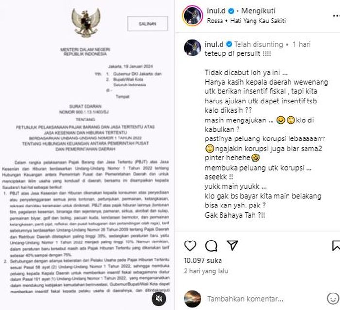 Keluhan Inul Daratista di media sosial