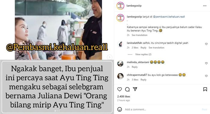 Ayu Ting Ting bertemu ibu penjual
