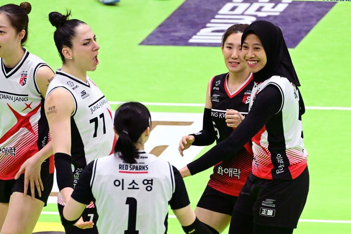 Tim bola voli putri Daejeon JungKwanJang Red Sparks pada lanjutan Liga Voli Korea 2023-2024.