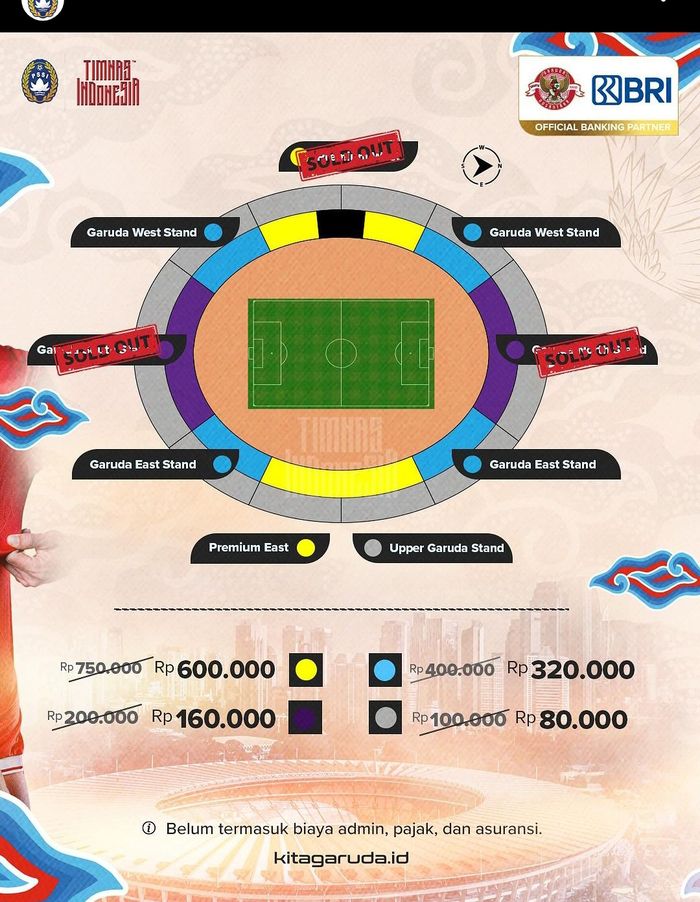 Tangkapan layar harga tiket duel timnas Indoensia vs Vietnam di Stadion Utama Gelora Bung Karno, Jakarta, 21 Maret 2024.