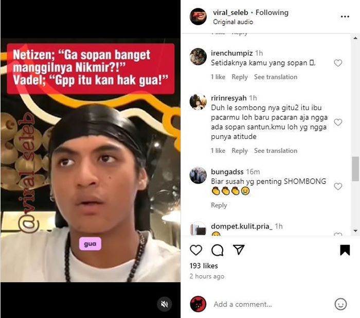 Vadel Badjideh pacar Lolly ditegur gegara dianggap tak sopan panggil Nikita Mirzani 'Nikmir'