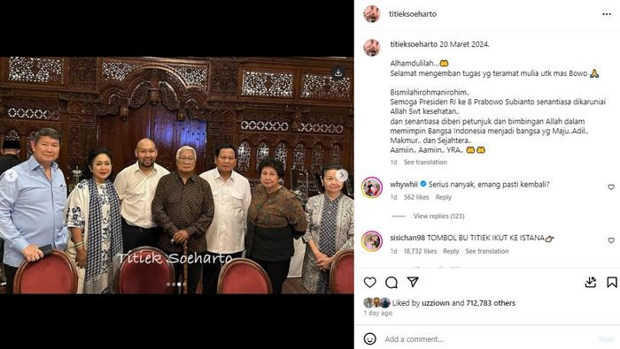 Titiek Soeharto ucapkan selamat ke mantan suami