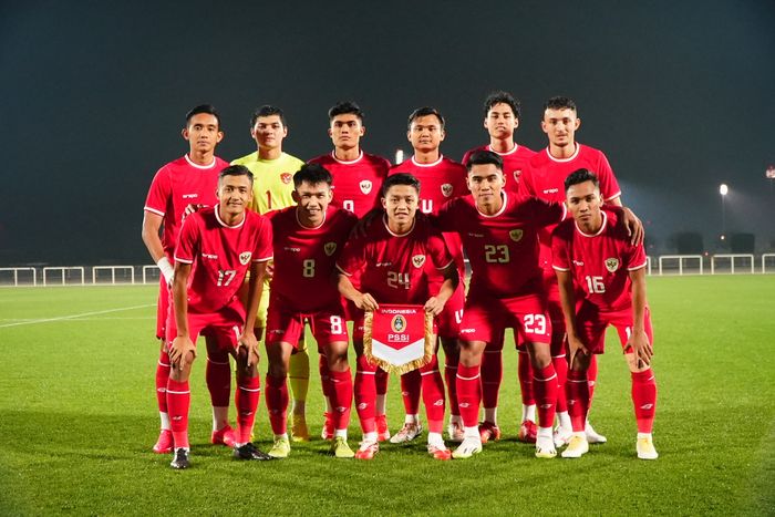 Skuad Timnas U-23 Indonesia saat beruji coba lawan Arab Saudi pada Jumat (5/4/2024) malam WIB di The Stevens Stadium, Dubai, Uni Emirat Arab