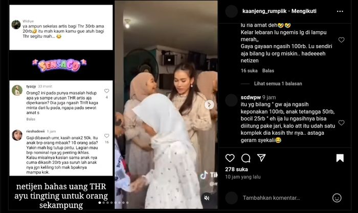 Bagi-bagi THR Rp20 ribu ke anak-anak tetangga, aksi Ayu Ting Ting tuai pro kontra netizen