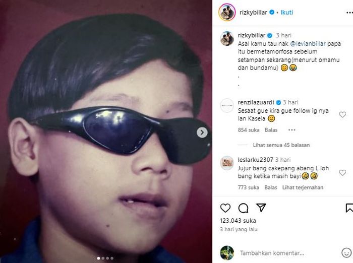 Wajah Rizky Billar semasa kecil jadi sorotan