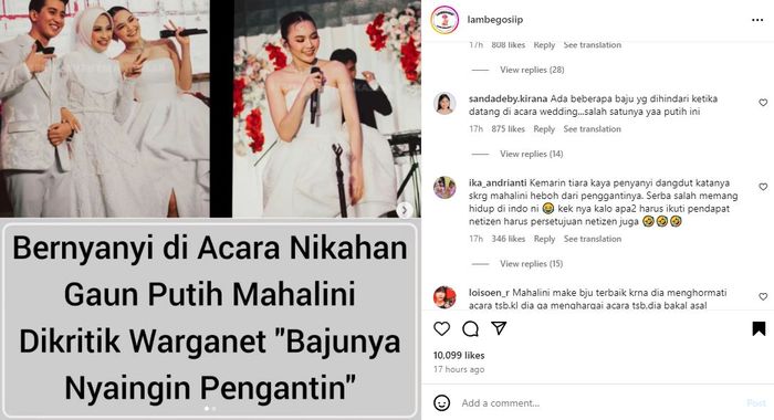 Jadi wedding singer, gaun putih heboh Mahalini tuai pro kontra netizen