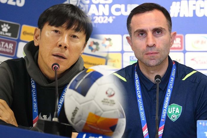 Adu strategi antara Shin Tae-yong dengan Timur Kapadze terjadi dalam duel Timnas U-23 Indonesia melawan Uzbekistan di semifinal Piala Asia U-23 2024, Senin (29/4/2024) di Stadion Abdullah bin Khalifa, Doha.