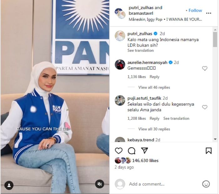 Unggahan Putri Zulkifli Hasan.