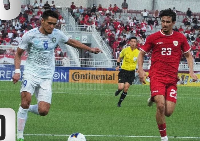 Suasana pertandingan timnas U-23 Indonesia vs Uzbekistan pada babak semifinal Piala Asia U-23 2024 di Stadion Abdullah bin Khalifa, Doha, Qatar, Senin (29/4/2024).