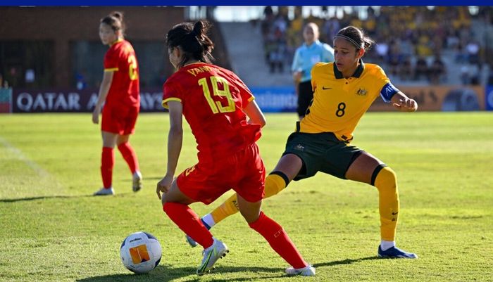 Suasana pertandingan antara China Vs Australia pada matchday pertama Grup B Piala Asia Wanita U-17 2024 di Bali United TC Stadium, Bali, Selasa (7/5/2024).