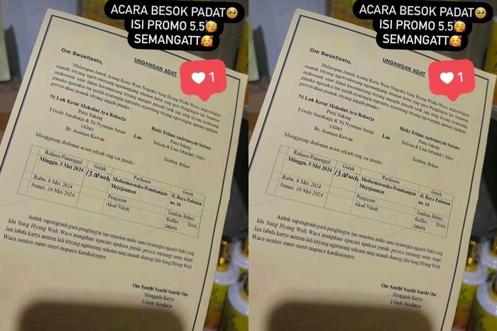 Undangan pernikahan Rizky Febian dan Mahalini