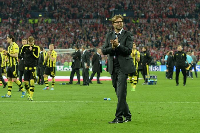 Juergen Klopp saat membawa Borussia Dortmund ke final Liga Champions 2012-2013 dan kalah di tangan Bayern Muenchen di Wembley, London (25/5/2013).