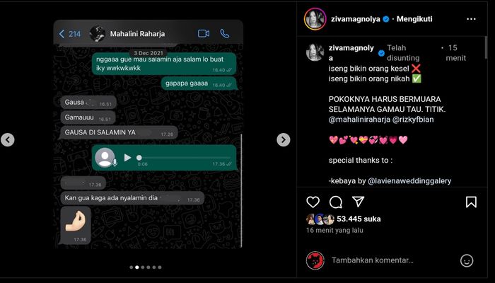 Ziva Magnolya ceritakan saat pendekatan Mahalini dan Rizky Febian