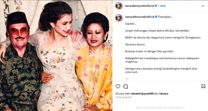 Tamara Bleszynski bersama kedua orang tuanya