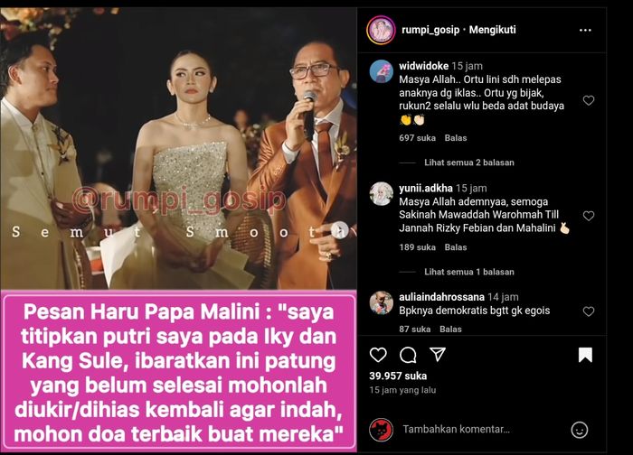 Pesan ayah Mahalini