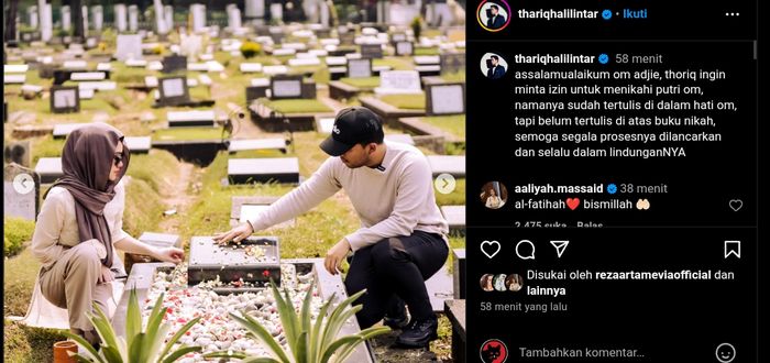 Serius Nikahi Aaliyah Massaid, Thariq Halilintar Ziarah ke Makam Adjie Massaid dan Izin Meminang sang Putri