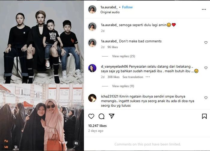 Lolly membagikan foto lawas dirinya dan sang ibunda <a href='https://jatim.tribunnews.com/tag/nikita-mirzani' title='Nikita Mirzani'>Nikita Mirzani</a>
