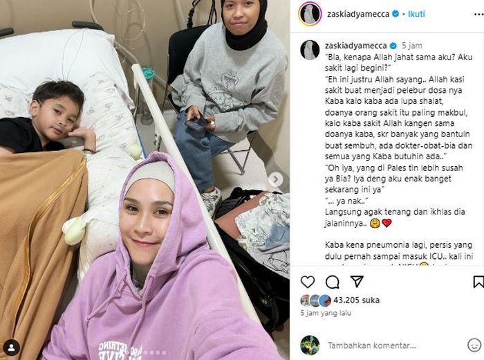 Instagram @zaskiadyamecca
Unggahan Zaskia Adya Mecca