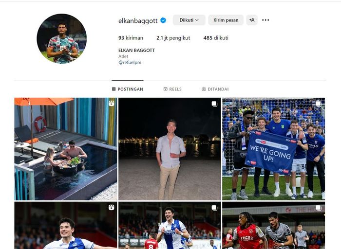 Elkan Baggott telah menghapus akun Ipswich Town dan PSSI dari bio Instagram-nya, Kamis (30/5/2024).