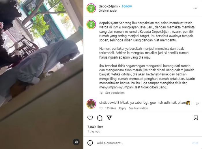 Wanita di Depok yang viral mengaku sebagai malaikat