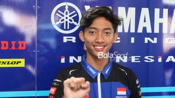 Pembalap Yamaha Racing Indonesia, Arai Agaska usai balapan pertama ARRC 2024 Mandalika kelas AP250, Sabtu (27/7/2024) di Lombok.