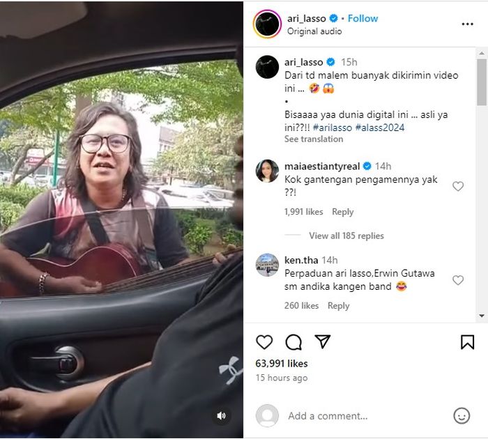 Ari Lasso bagikan video pengamen viral yang mirip dirinya
