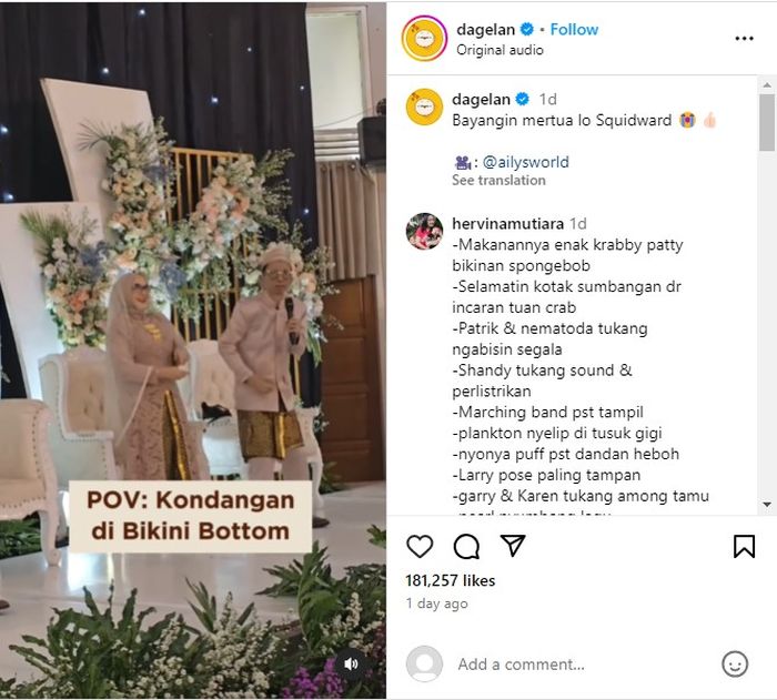 Pengisi suara Squidward menikahkan anaknya, tamu serasa di Bikini Bottom