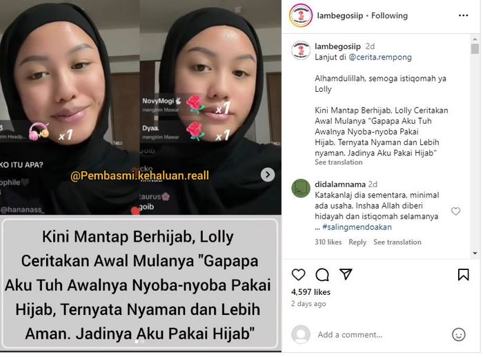 Anak Nikita Mirzani, Lolly ungkap alasan dirinya mengenakan hijab.