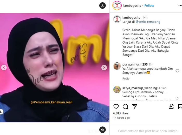 Fairuz A Rafiq janji tak akan menikah lagi jika Sonny Septian meninggal