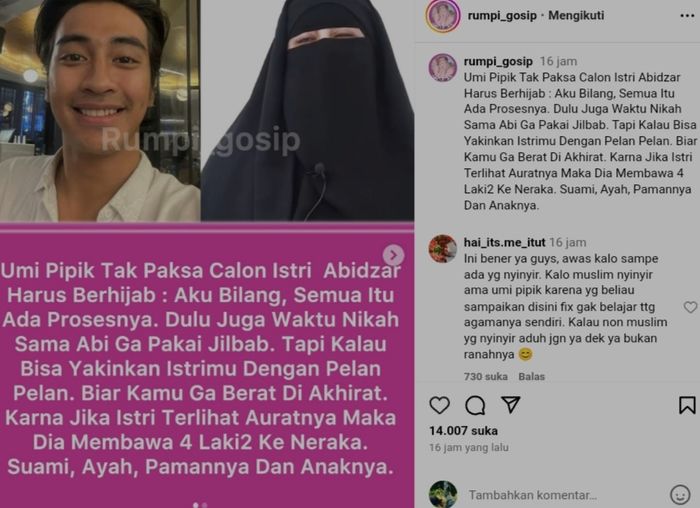 Umi Pipik beri jawaban bijak soal perbolehkan mantunya tak berhijab