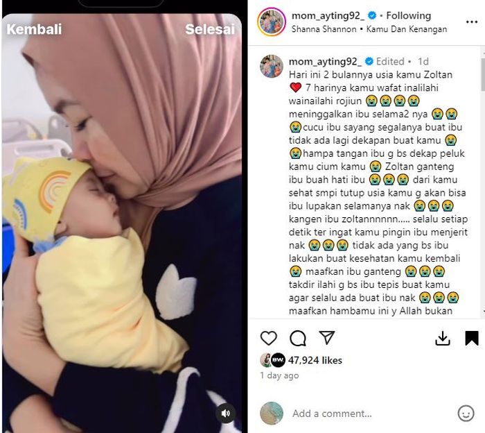 Unggahan ibu Ayu Ting Ting