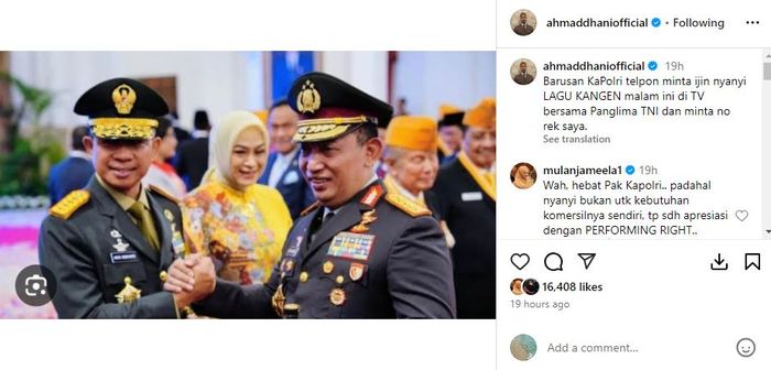 Ahmad Dhani Tetiba Ditelepon Kapolri 