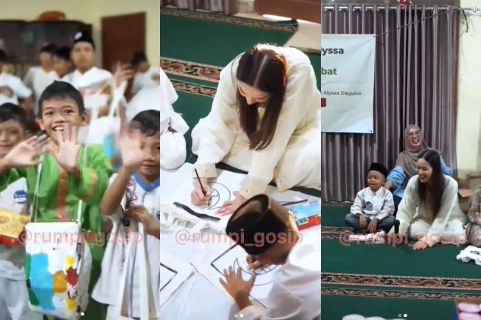 Alyssa Daguise saat rayakan ultah dengan anak panti asuhan
