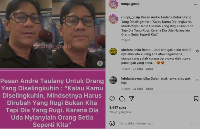 Video lawas Andre Taulany soal diselingkuhi kembali viral