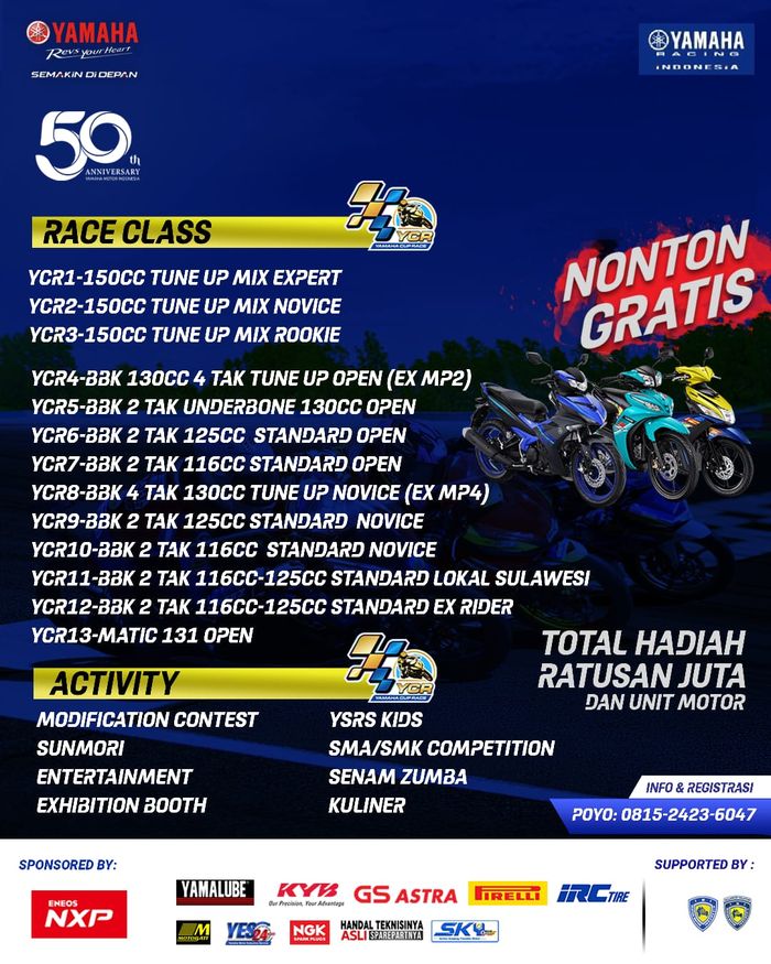 Poster Seri Yamaha Cup Race 2024, 21--22 September di Pangkep, Sulawesi Selatan.