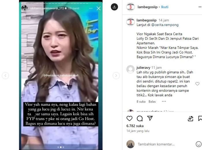 Nikita Mirzani ancam Vior usai penjemputan Lolly jadi bahan bercandaan