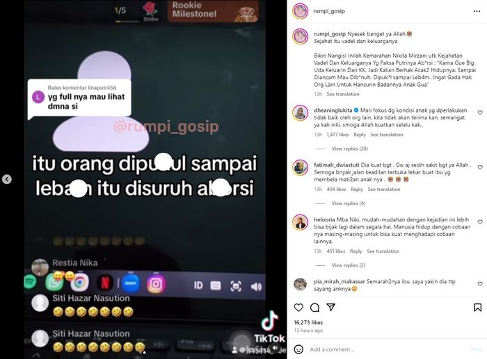 Instagram @rumpi_gosip
Nikita Mirzani beberkan kejahatan yang dilakukan Vadel Badjideh pada Lolly.