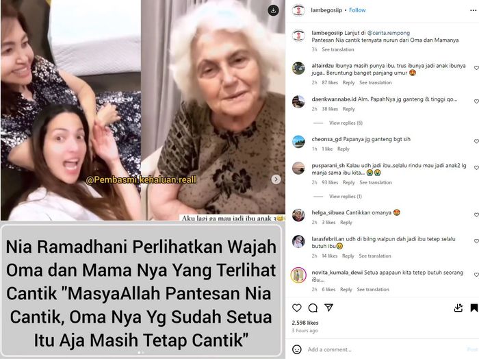 Ibu dan nenek Nia Ramadhani jadi sorotan