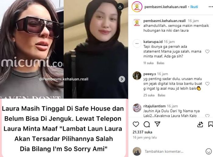 Laura ternyata sudah minta maaf pada Nikita Mirzani