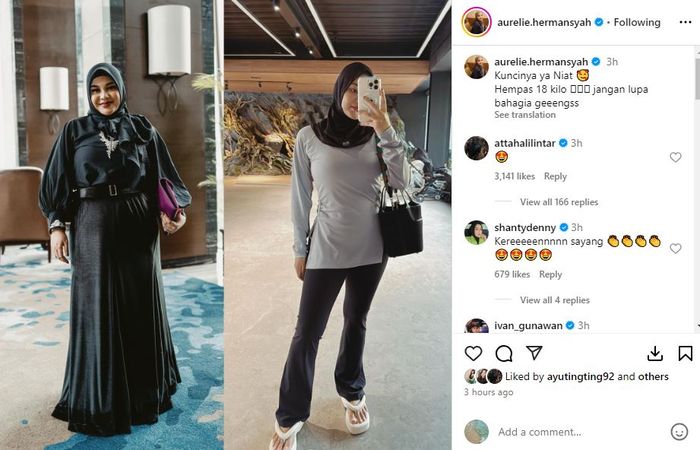 Penampilan Aurel Hermansyah sebelum dan sesudah melakukan diet