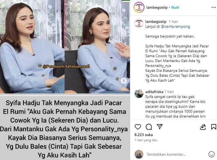 Syifa Hadju puji sifat El Rumi