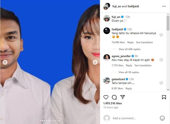 Fuji membagikan isi percakapan dengan Fadil yang bicara soal pernikahan.