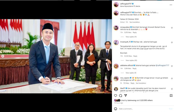 Raffi Ahmad dilantik jadi utusan khusus Presiden.