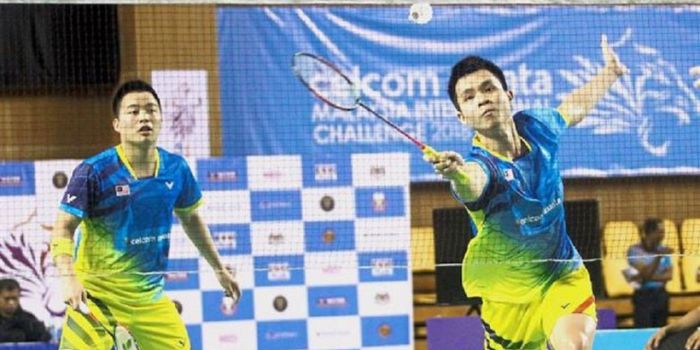 Pasangan ganda putra Malaysia, Aaron Chia/Soh Wooi Yik, tampil pada Malaysia International Challenge